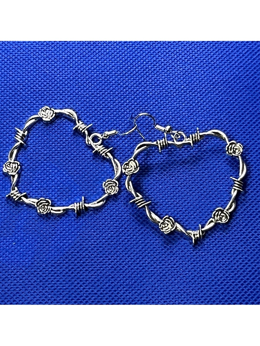 Edgy Heart-Shaped Rose Hoop Earrings - Bold & Beautiful!